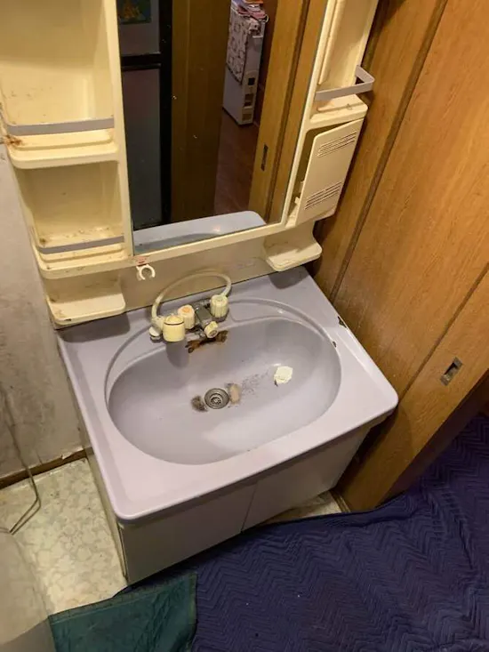 工事前　埼玉県加須市のお客様の洗面化粧台交換工事