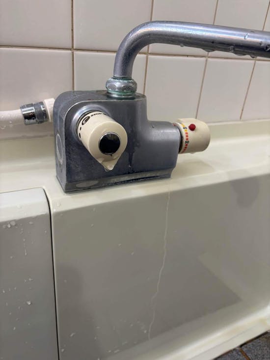 工事前　茨城県稲敷郡河内町のお客様の浴室水栓交換工事