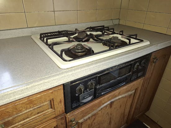 工事前　宮城県美里町のお客様のビルトインコンロ交換工事