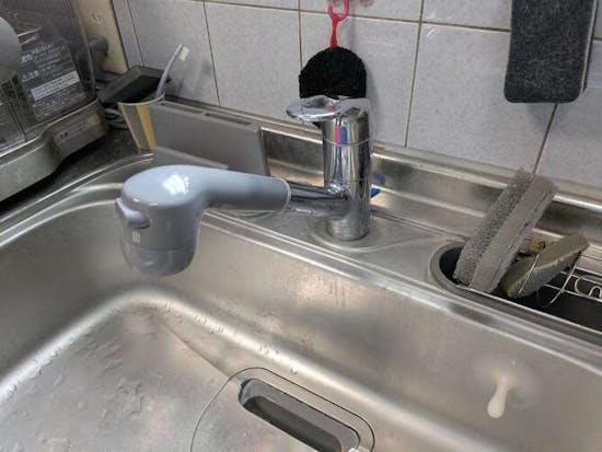 工事前 静岡県静岡市のお客様のキッチン水栓・ビルトインコンロ・洗面化粧台工事