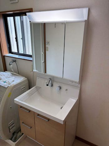 茨城県ひたちなか市のお客様の洗面化粧台交換工事