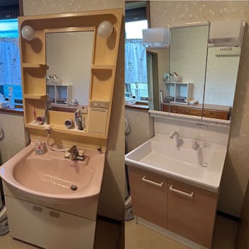 前橋市のお客様の洗面化粧台工事