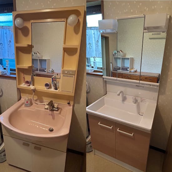 工事前　前橋市のお客様の洗面化粧台工事