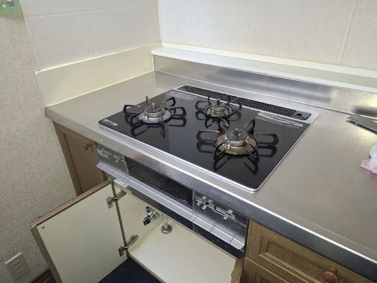 工事前 宮城県遠田郡のお客様のビルトインコンロ交換工事