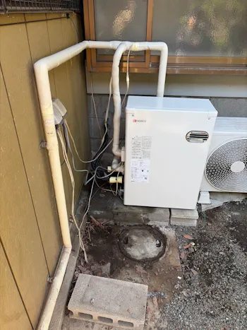 山梨県大月市のお客様の給湯器交換工事