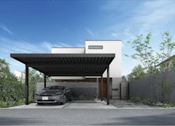 ○ガーデンフェイス折板カーポートNEO50　50-48型　4本柱　ブラック折板屋根材仕様