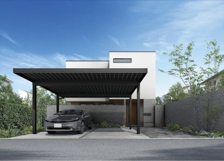 ○ガーデンフェイス折板カーポートNEO50 50-60型 4本柱 ブラック折板屋根材仕様 | カインズオリジナル