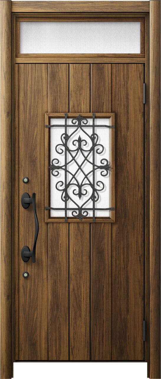 リシェントドア3 断熱K4仕様 D41型 木目色 片開き ランマ有り｜LIXIL