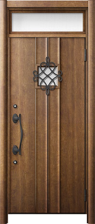 リシェントドア3 断熱K4仕様 D77型 木目色 片開き ランマ有り｜LIXIL