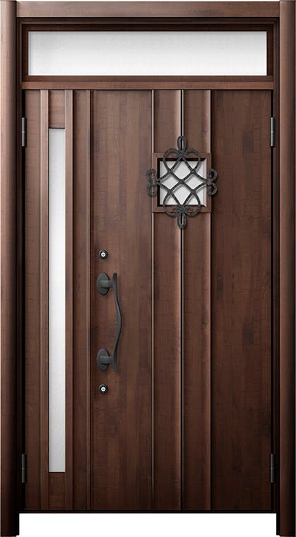 リシェントドア3 断熱K4仕様 D77型 木目色 親子（採光有り） ランマ