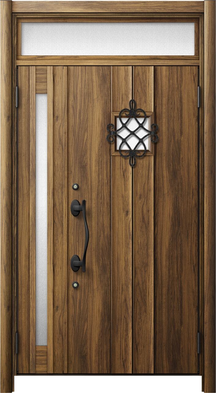 リシェントドア3 断熱K4仕様 D77型 木目色 親子（採光有り） ランマ