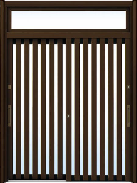 ドアリモ玄関引戸２枚建 複層ガラス仕様 伝統和風Ａ０１ アルミ色 ランマ付（舟底引手） | YKKAP