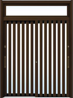 ドアリモ玄関引戸２枚建 複層ガラス仕様 伝統和風Ａ０１ アルミ色 ランマ付（舟底引手）