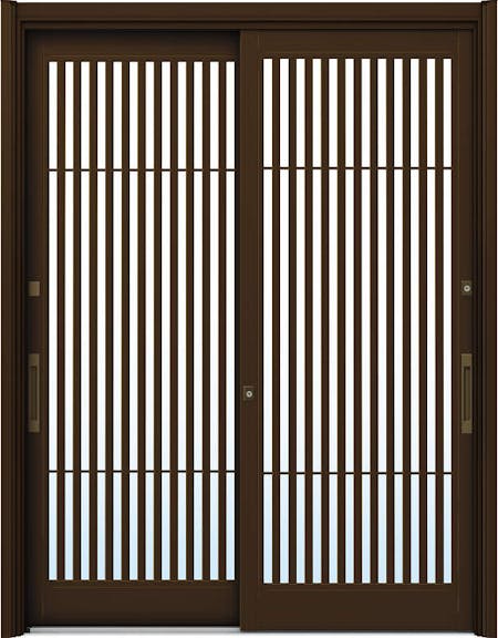 ドアリモ玄関引戸２枚建 複層ガラス仕様 伝統和風Ａ０２ アルミ色 ランマ無（舟底引手） | YKKAP