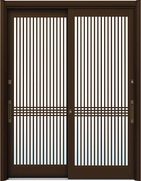 ドアリモ玄関引戸２枚建 複層ガラス仕様 伝統和風Ａ０３ アルミ色 ランマ無（舟底引手） | YKKAP