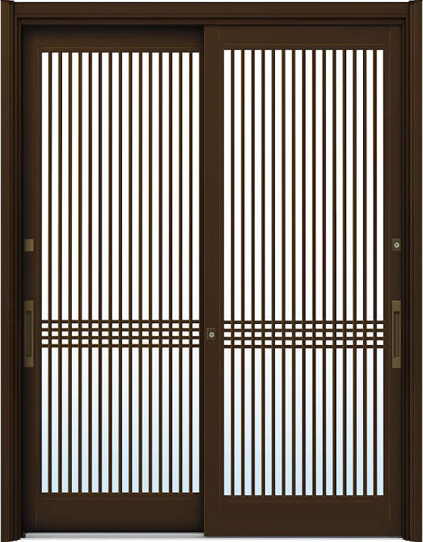 ドアリモ玄関引戸２枚建 複層ガラス仕様 伝統和風Ａ０３ アルミ色 ランマ無（舟底引手） | YKKAP