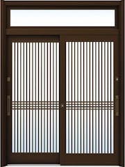ドアリモ玄関引戸２枚建 複層ガラス仕様 伝統和風Ａ０３ アルミ色 ランマ付（舟底引手）