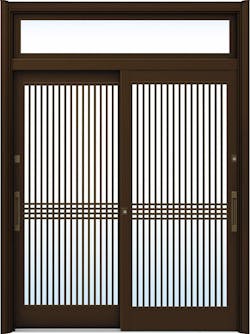 ドアリモ玄関引戸２枚建 複層ガラス仕様 伝統和風Ａ０３ アルミ色 ランマ付（舟底引手）