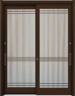 ドアリモ玄関引戸２枚建 複層ガラス仕様 伝統和風Ａ０５ アルミ色 ランマ無（舟底引手）