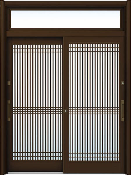 ドアリモ玄関引戸２枚建 複層ガラス仕様 伝統和風Ａ０５ アルミ色 ランマ付（舟底引手） | YKKAP