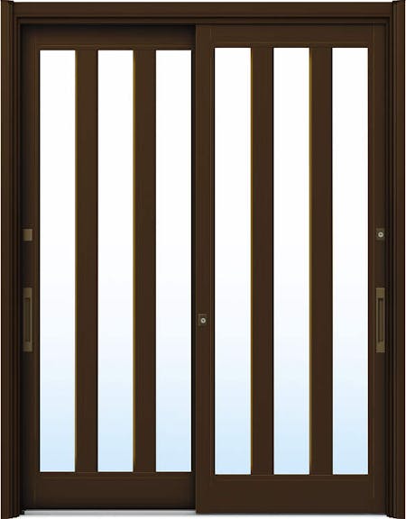 ドアリモ玄関引戸２枚建 複層ガラス仕様 伝統和風Ａ０７ アルミ色 ランマ無（舟底引手） | YKKAP