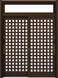 ドアリモ玄関引戸２枚建 複層ガラス仕様 伝統和風Ａ１１ アルミ色 ランマ付（舟底引手）