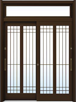 ドアリモ玄関引戸２枚建 複層ガラス仕様 伝統和風Ａ１３ アルミ色 ランマ付（舟底引手）