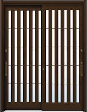 ドアリモ玄関引戸２枚建 複層ガラス仕様 伝統和風Ａ１４ アルミ色 ランマ無（舟底引手）