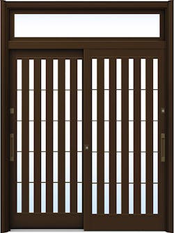 ドアリモ玄関引戸２枚建 複層ガラス仕様 伝統和風Ａ１４ アルミ色 ランマ付（舟底引手）