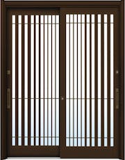 ドアリモ玄関引戸２枚建 複層ガラス仕様 伝統和風Ａ１５ アルミ色 ランマ無（舟底引手）