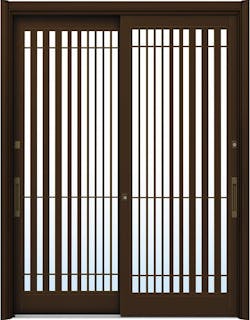ドアリモ玄関引戸２枚建 複層ガラス仕様 伝統和風Ａ１５ アルミ色 ランマ無（舟底引手）