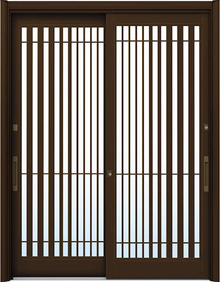 ドアリモ玄関引戸２枚建 複層ガラス仕様 伝統和風Ａ１５ アルミ色 ランマ無（舟底引手） | YKKAP