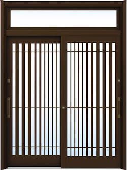 ドアリモ玄関引戸２枚建 複層ガラス仕様 伝統和風Ａ１５ アルミ色 ランマ付（舟底引手）