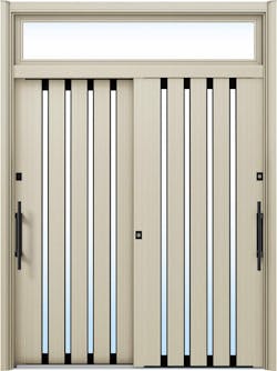 ドアリモ玄関引戸２枚建 複層ガラス仕様 現代和風Ｃ０２ アルミ色 ランマ付（外側バーハンドル）