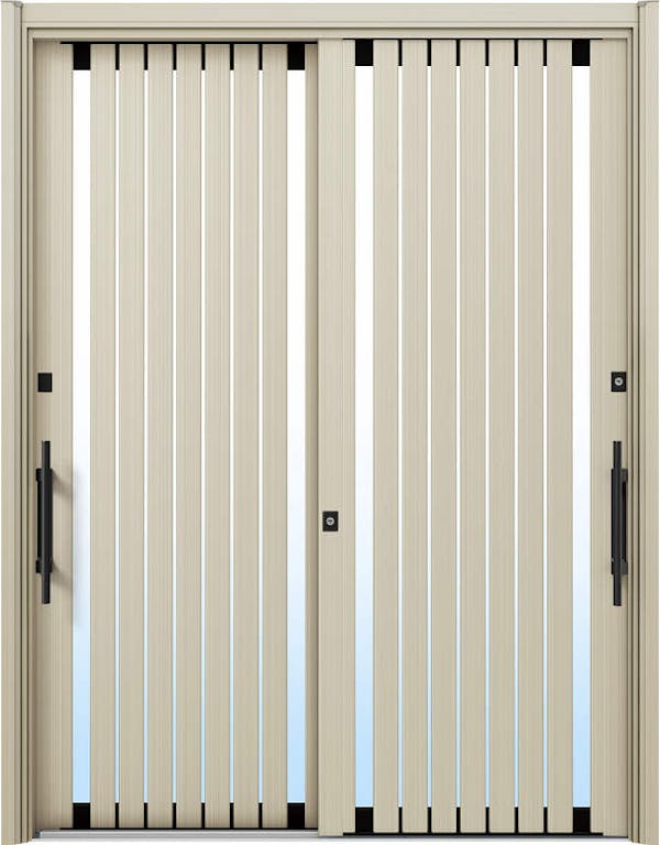 ドアリモ玄関引戸２枚建 複層ガラス仕様 現代和風Ｃ０６ アルミ色 ランマ無（外側バーハンドル） | YKKAP