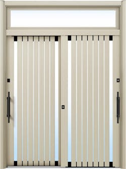 ドアリモ玄関引戸２枚建 複層ガラス仕様 現代和風Ｃ０６ アルミ色 ランマ付（外側バーハンドル）