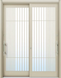 ドアリモ玄関引戸２枚建 複層ガラス仕様 現代和風Ｃ１６ アルミ色 ランマ無（外側バーハンドル）