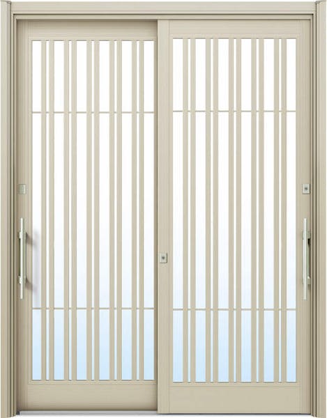 ドアリモ玄関引戸２枚建 複層ガラス仕様 現代和風Ｃ１７ アルミ色 ランマ無（外側バーハンドル） | YKKAP