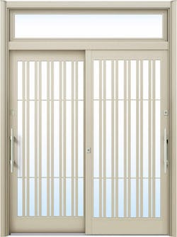 ドアリモ玄関引戸２枚建 複層ガラス仕様 現代和風Ｃ１７ アルミ色 ランマ付（外側バーハンドル）