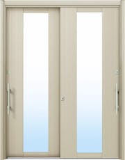 ドアリモ玄関引戸２枚建 複層ガラス仕様 洋風ベーシックＢ０１ アルミ色 ランマ無（外側バーハンドル）
