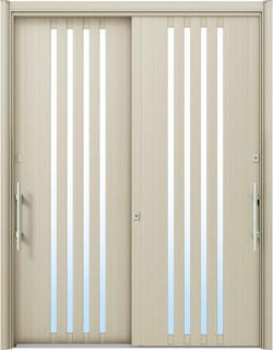 ドアリモ玄関引戸２枚建 複層ガラス仕様 洋風ベーシックＢ０４ アルミ色 ランマ無（外側バーハンドル）