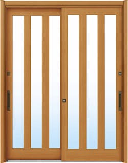 ドアリモ玄関引戸２枚建 複層ガラス仕様 伝統和風Ａ０７ 木目色 ランマ無（舟底引手）