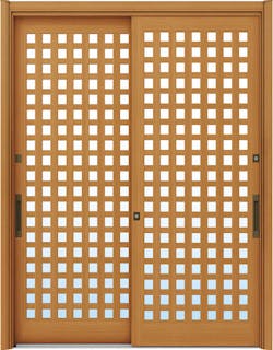 ドアリモ玄関引戸２枚建 複層ガラス仕様 伝統和風Ａ１１ 木目色 ランマ無（舟底引手）