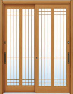 ドアリモ玄関引戸２枚建 複層ガラス仕様 伝統和風Ａ１３ 木目色 ランマ無（舟底引手）