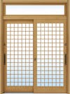 ドアリモ玄関引戸２枚建 複層ガラス仕様 伝統和風Ａ１２ 木目色 ランマ付（舟底引手） | YKKAP