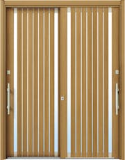 ドアリモ玄関引戸２枚建 複層ガラス仕様 現代和風Ｃ０６ 木目色 ランマ無（外側バーハンドル）