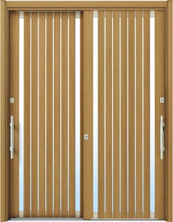 ドアリモ玄関引戸２枚建 複層ガラス仕様 現代和風Ｃ０６ 木目色 ランマ無（外側バーハンドル）