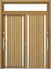 ドアリモ玄関引戸２枚建 複層ガラス仕様 現代和風Ｃ０６ 木目色 ランマ付（外側バーハンドル）