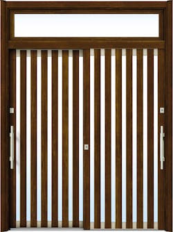 ドアリモ玄関引戸２枚建 複層ガラス仕様 現代和風Ｃ０１ 木目色 ランマ付（外側バーハンドル）