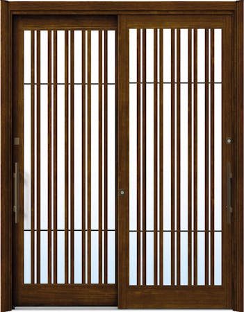 ドアリモ玄関引戸2枚建 複層ガラス仕様 現代和風C17 木目色